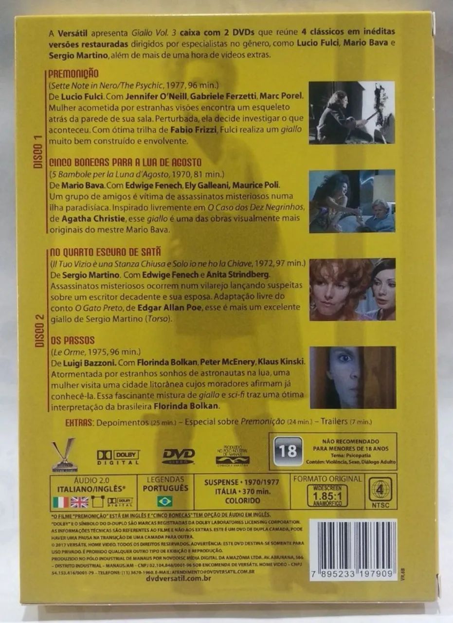 DVD Giallo vol 3 Versatil 4 clássicos - Foto 2