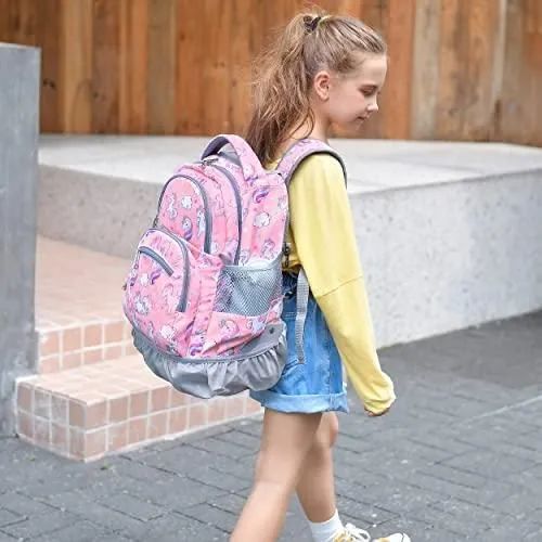 Mochila escolar com rolamento de 16 polegadas, bolsa para meninas de Unicornio - Foto 2