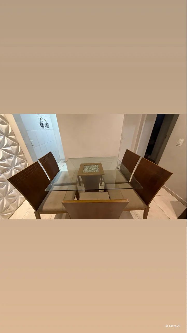 Mesa vidro 4 cadeiras 