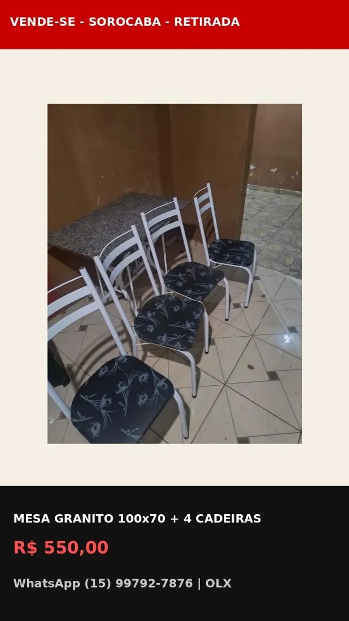 Mesa de Granito com 4 cadeiras - Foto 2