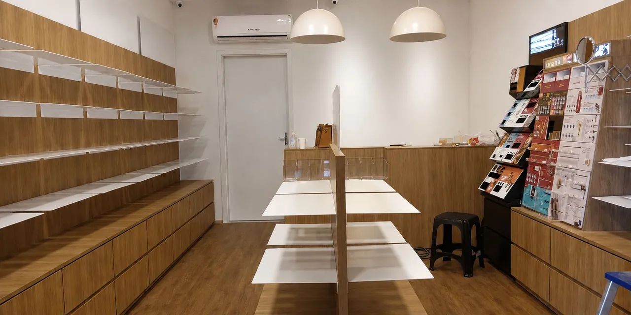 Conjunto de Móveis, Prateleiras e Bancada p/ Exposição de Produtos - Foto 4