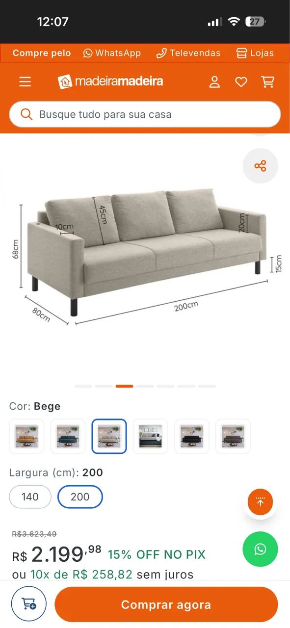 Sofá 3 lugares - 1 ano de uso !  - Foto 3