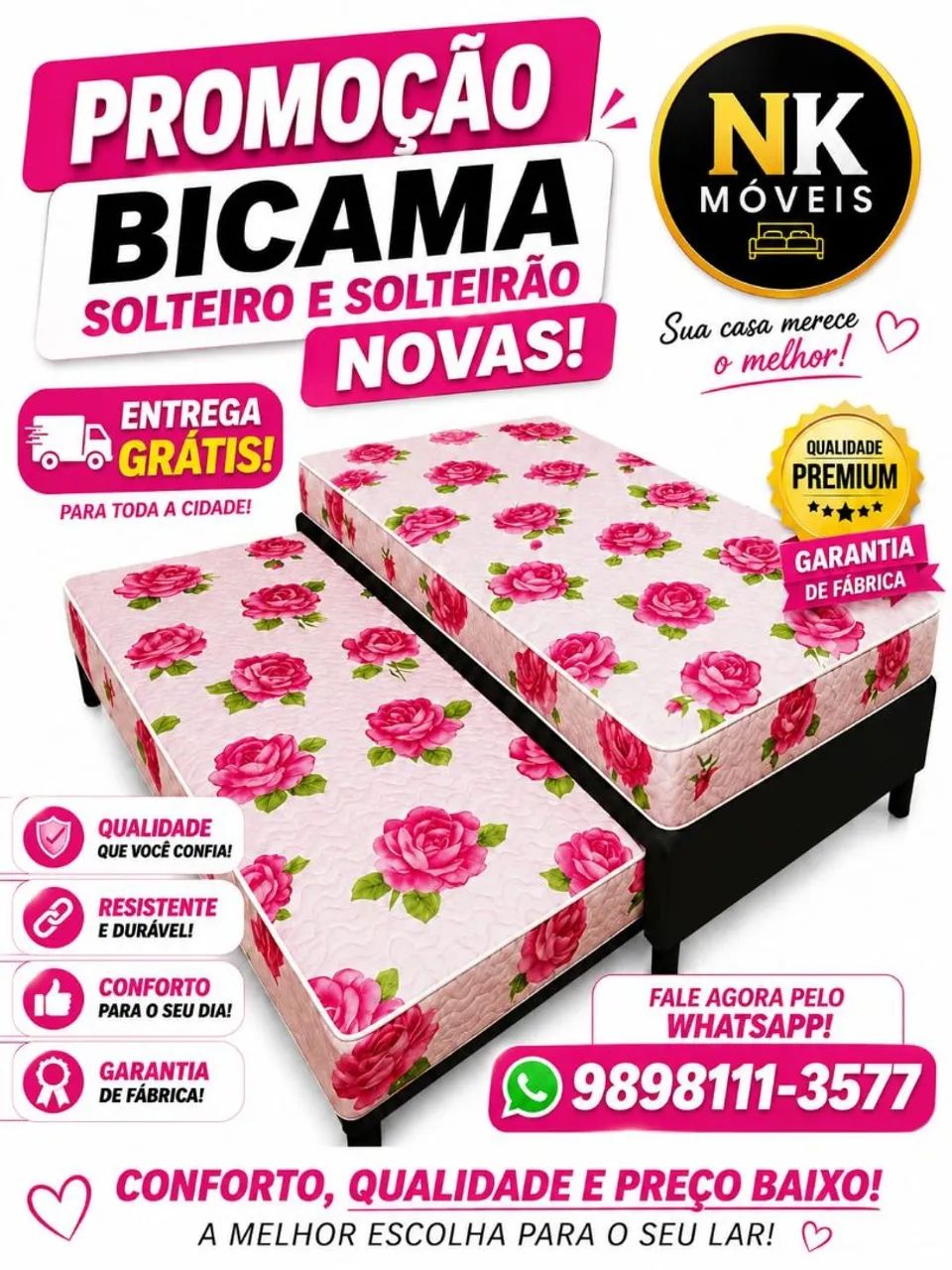 Promoção de Bibox de solteiro e solteirão de espuma e molas novas, GARANTA JÁ  - Foto 2