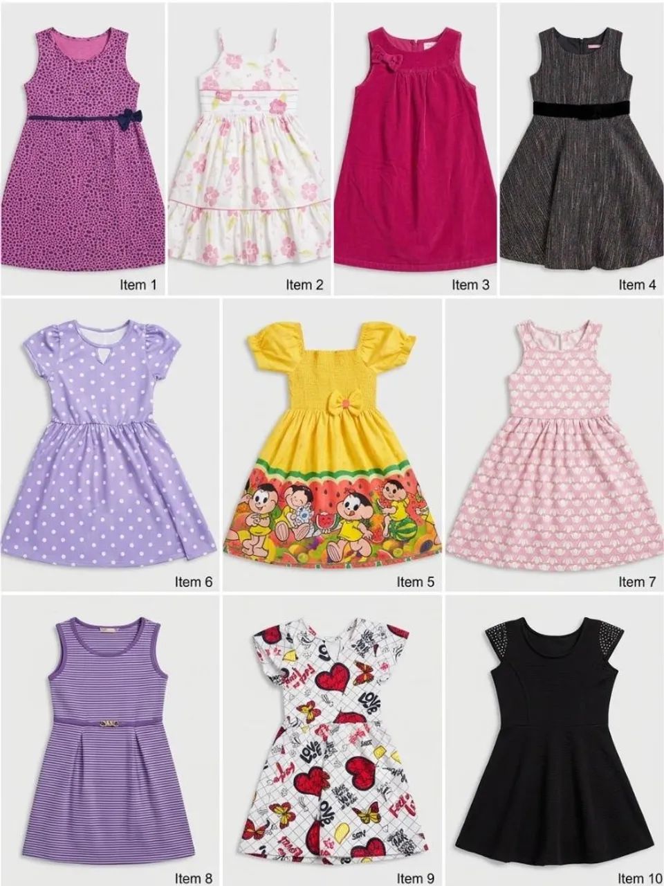 Lote 10 vestidos infantil 