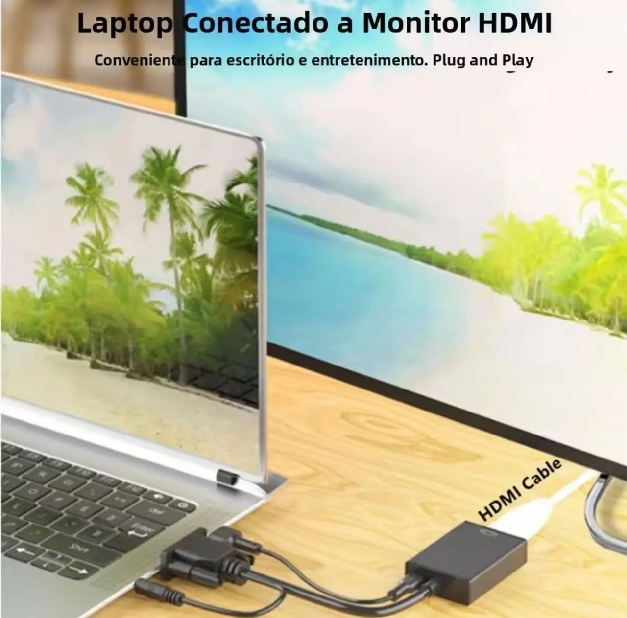 Cabo Conversor VGA para HDMI com áudio  - Foto 6