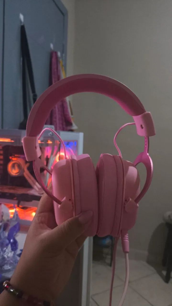 Fone havit H2002d, rosa, gamer, com problema no microfone 