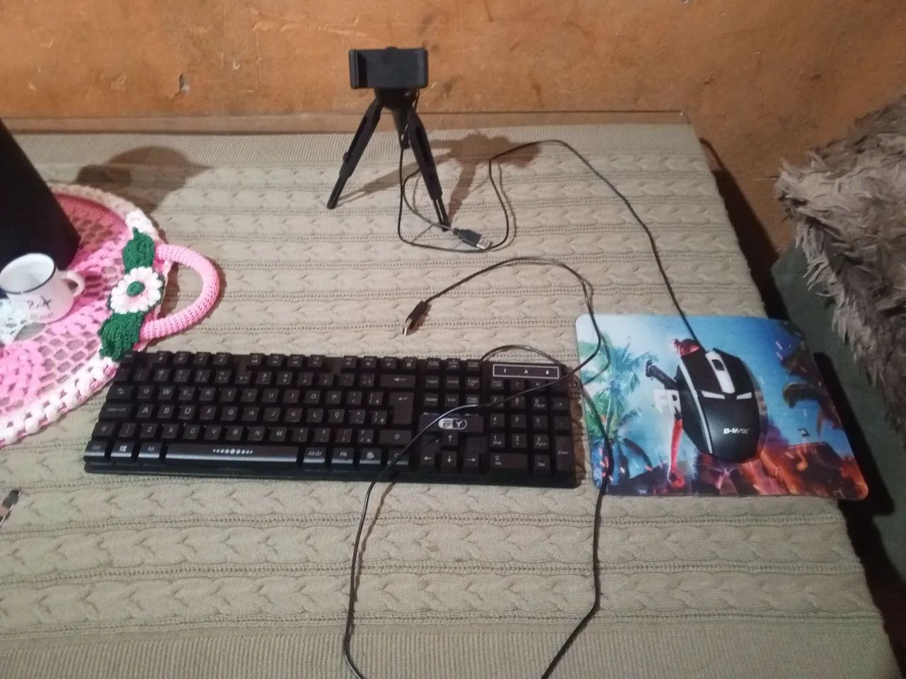 Kit mobiliador mouse teclado mouse pad e tripé 