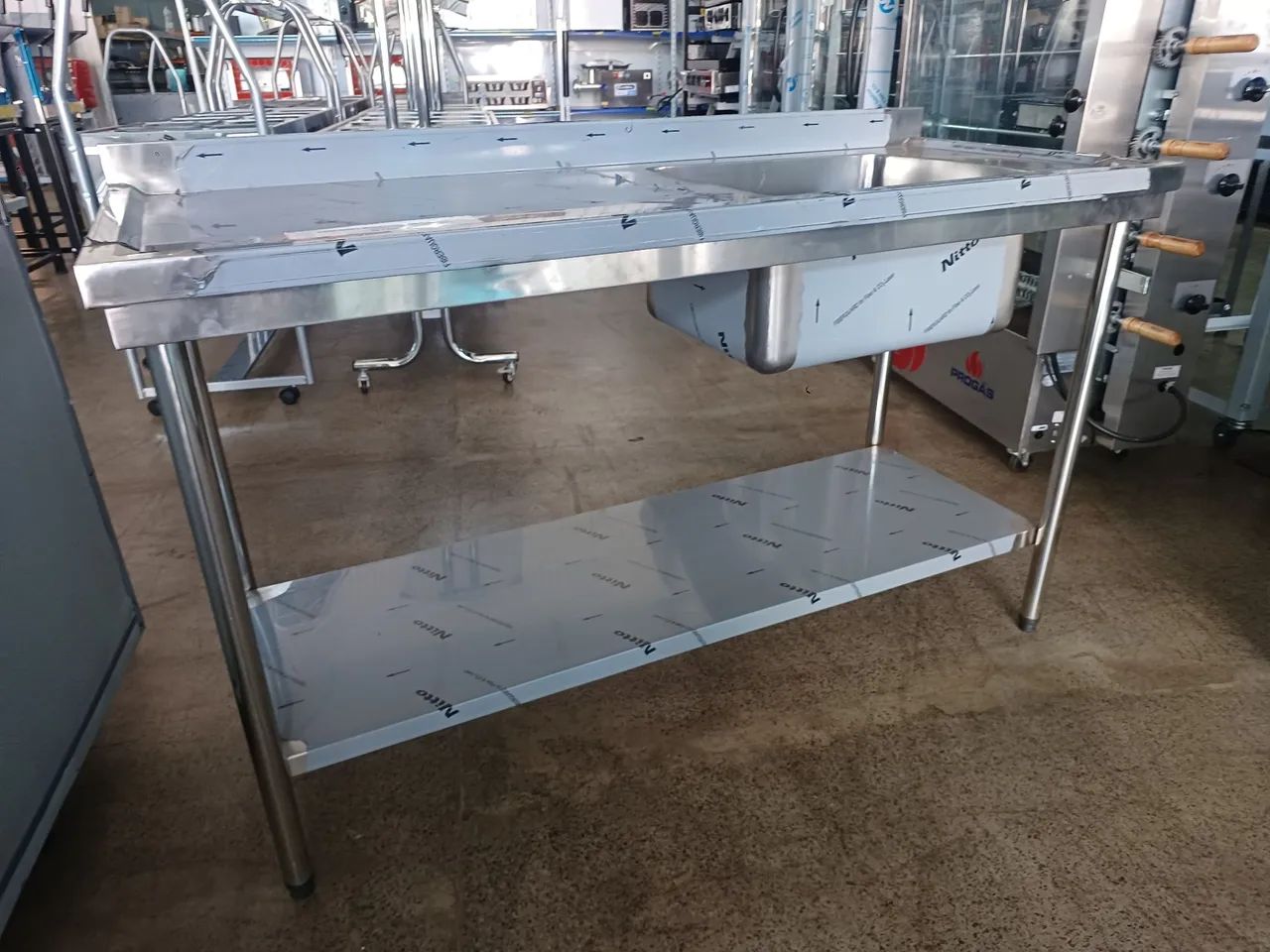 * Mesa Inox 1.50x60cm c/Cuba Direito  - Foto 2