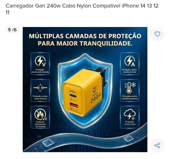 Carregador Turbo iPhone/Android - Foto 5