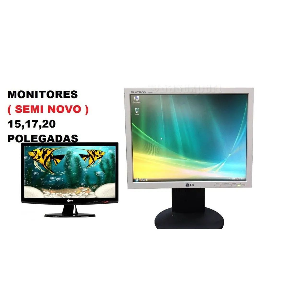 Monitor de 15 e 17 polegadas semi novo com linha na tela sem interferir no funcionamento 