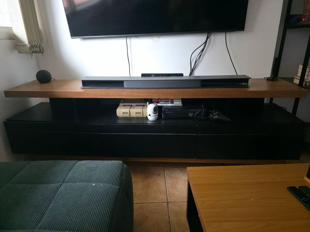 Rack TV 1.8m madeira e preto - Foto 2
