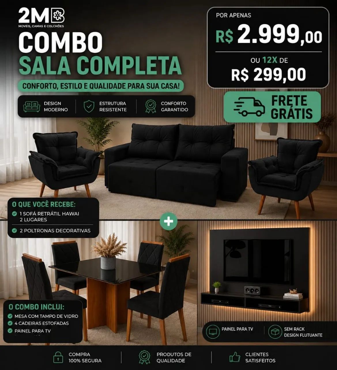Sala completa e linda