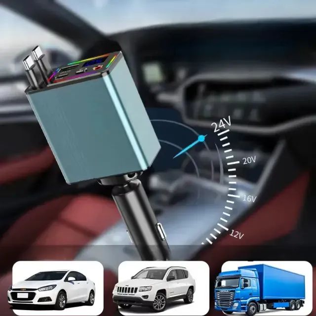 Super Carregador Veícular 4 Em 1 Turbo Usb/c - Foto 2