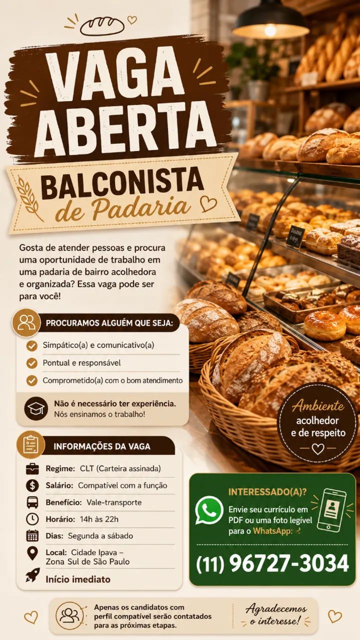 Balconista de Padaria
