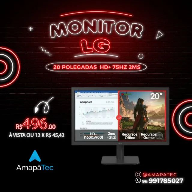 MONITOR LG LED 20 POL HD+ 75Hz 2ms