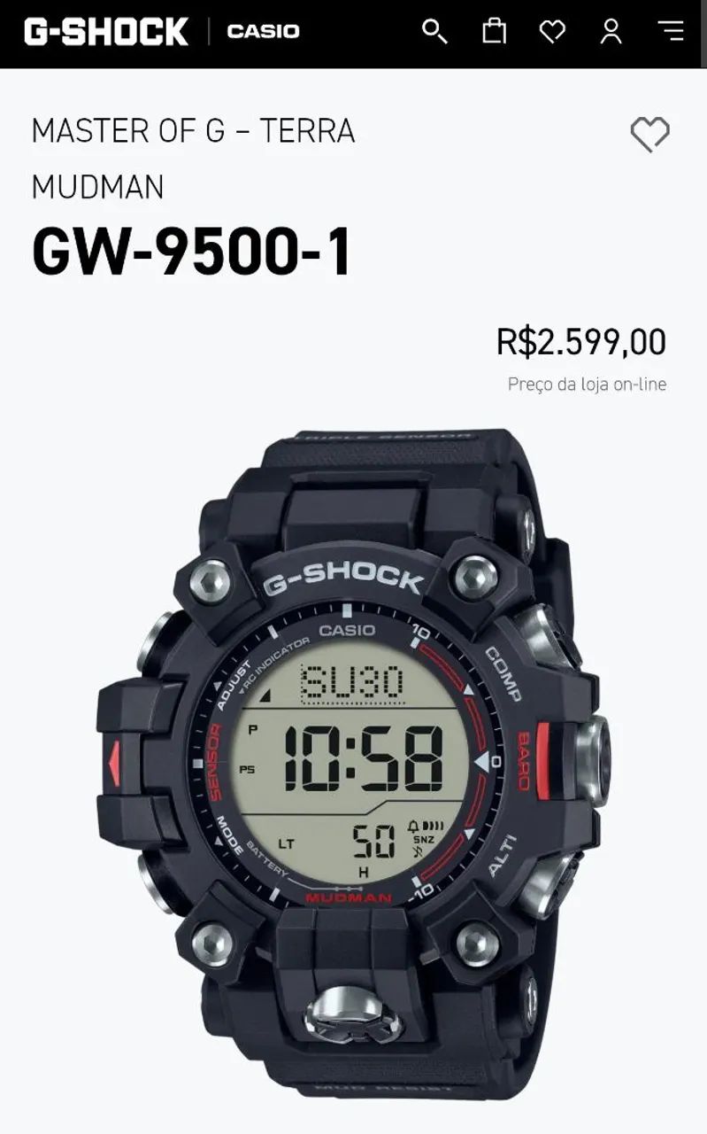 RELÓGIO CASIO G SHOCK MUDMAN CARBON CORE GUARD ORIGINAL 