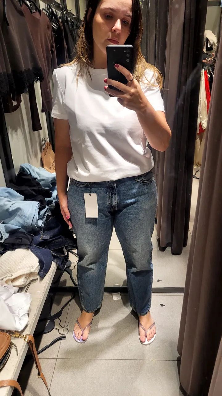Calça jeans estilo mom - zara - 42 (veste 44)