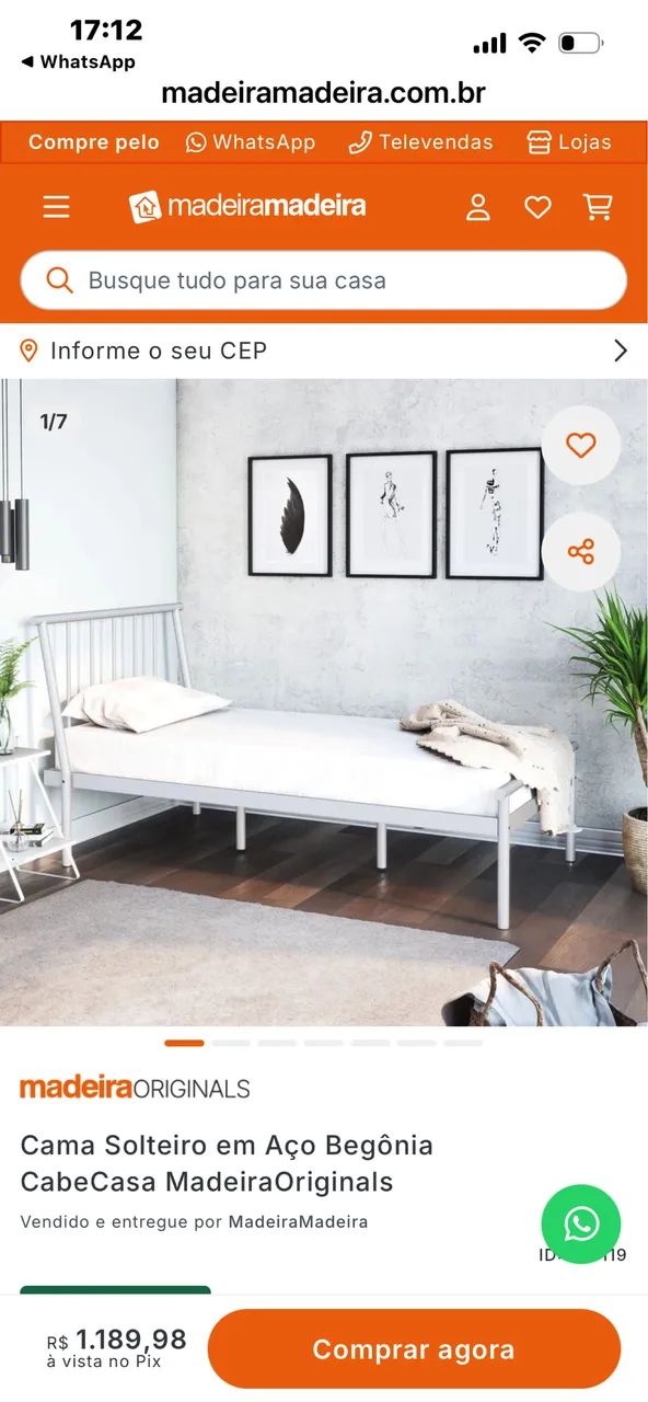 Cama solteiro de aço - Foto 3