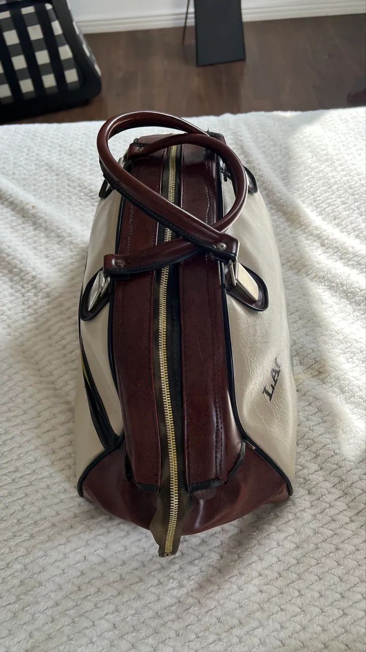 Valise Lacoste estilo vintage - bege e marrom - 59 cm - Foto 2