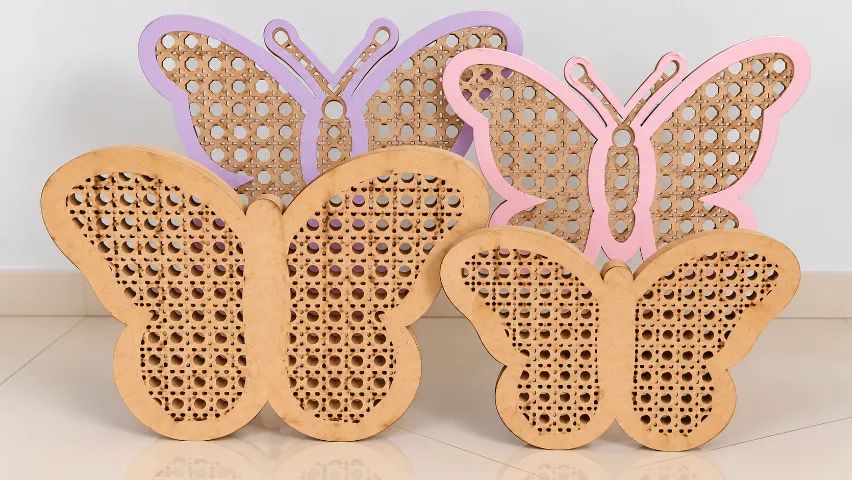 Kit 4 Borboletas Decorativas em MDF para Festas