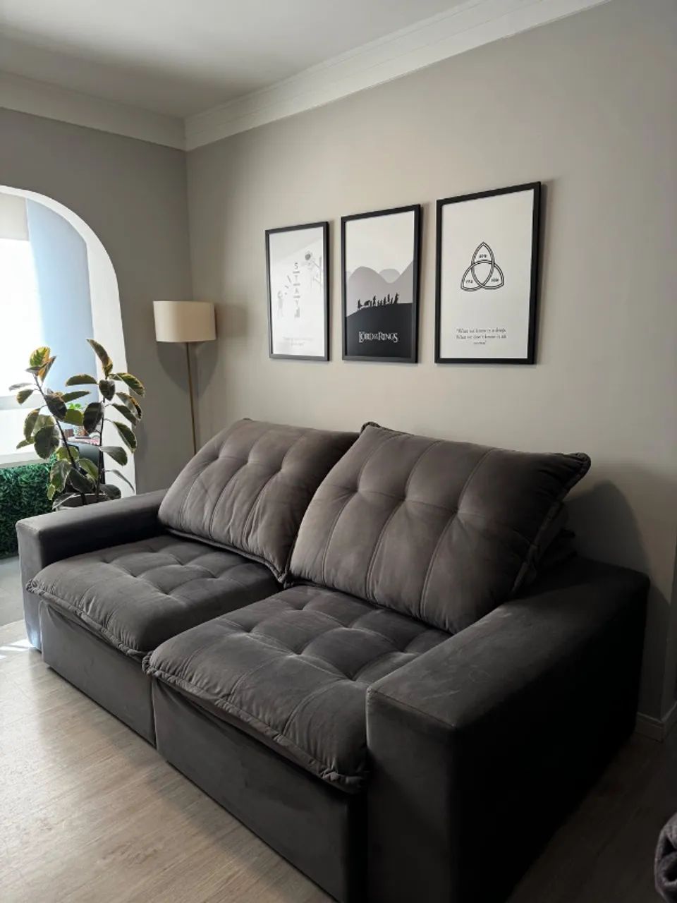 Sofá Retrátil Cinza 2,30m (Molas ensacadas)  - Foto 3