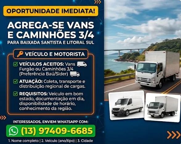Agrega-se Van e Caminhão 3/4