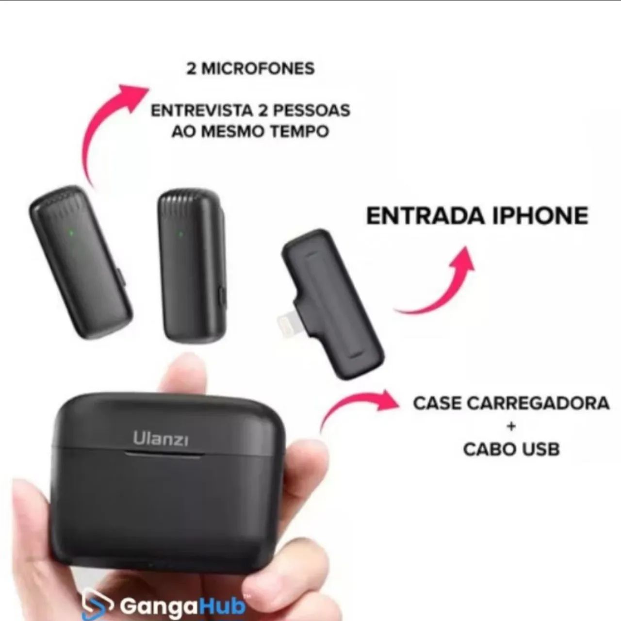 Lapela Microfone Duplo Sem Fio Com Estojo De Carregamento Para iphone - Foto 5