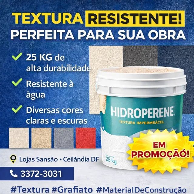 TEXTURA / GRAFIATO HIDROPERENE 25 KG - IMPERMEÁVEL - VÁRIAS CORES - 1 ANO DE GARANTIA