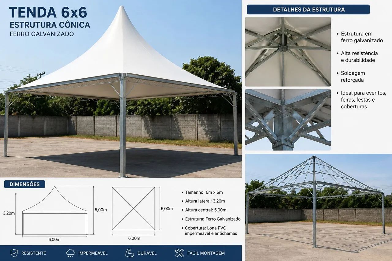 Vendo Estrutura tenda ferro Galvanizada  - Foto 2