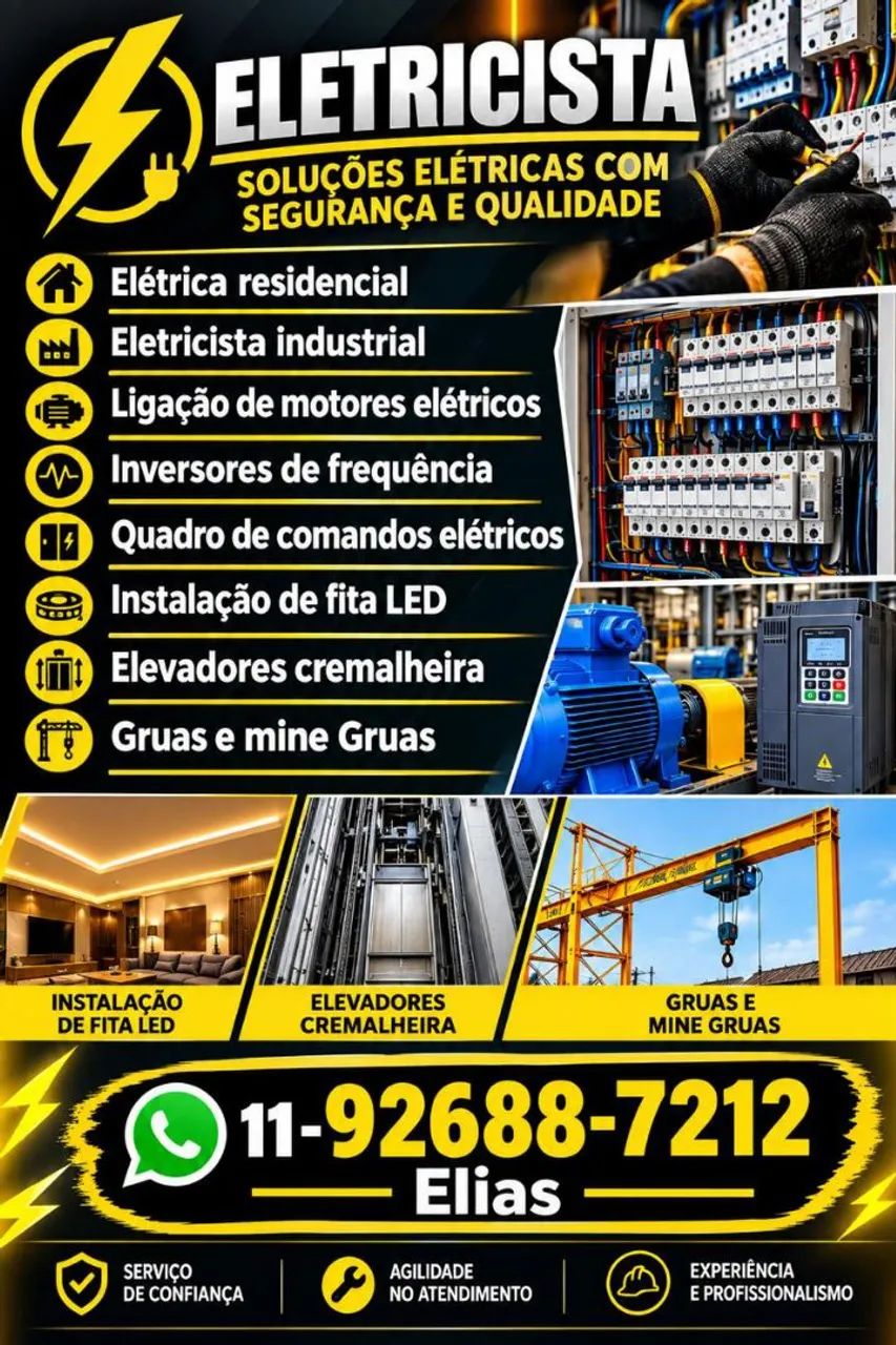 Soluções em elétrica e mecânica, área residencial e industrial 