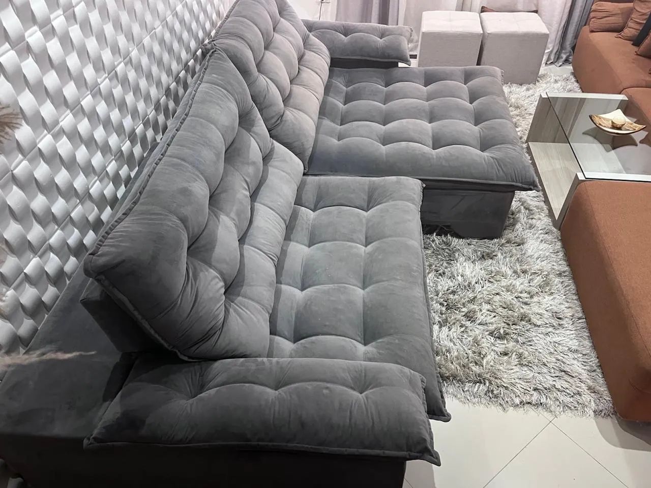 Sofá Retrátil e Reclinável semi novo - Foto 4