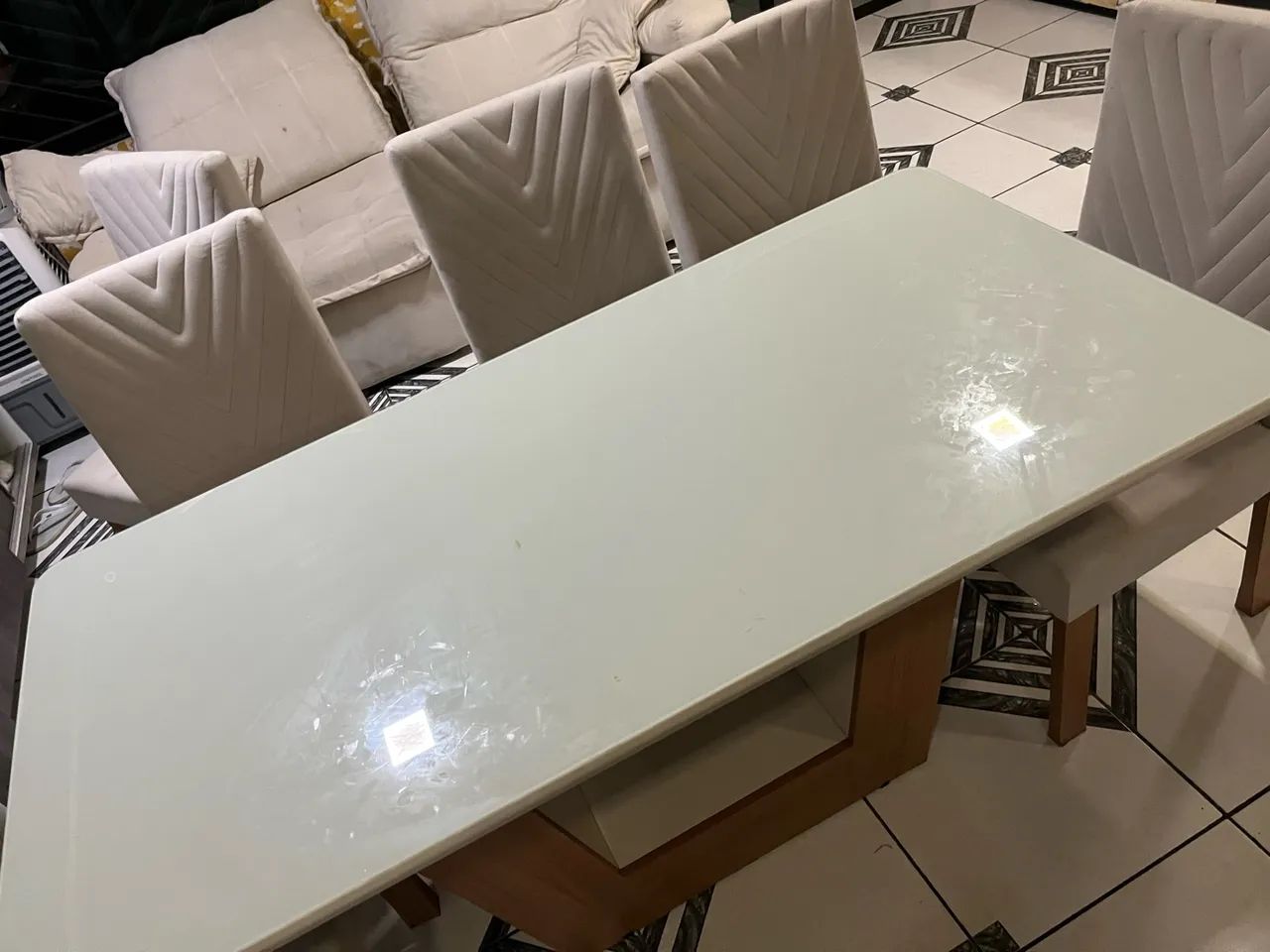 Mesa de vidro com 6 cadeiras  - Foto 2