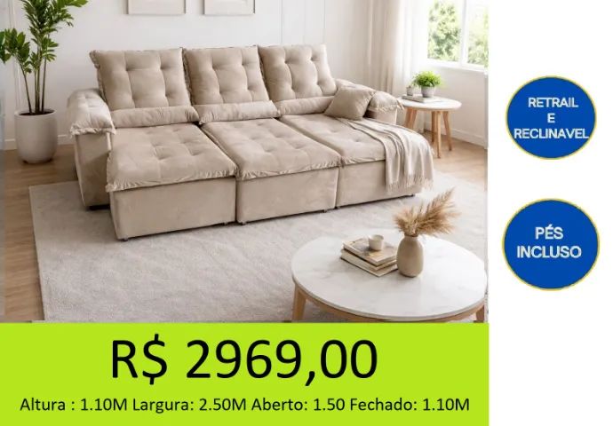 Estofado de 2,50 m retratil e reclinavel - temos a pronta entrega  - Foto 2
