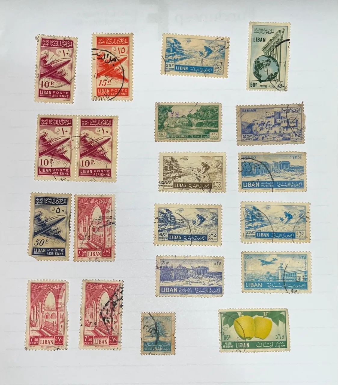 Lote de Selos do Líbano - Correio Aéreo, Monumentos e Paisagens (anos 1930-60)