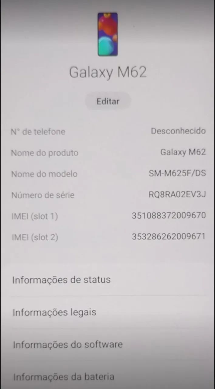 Celular Samsung Galaxy M62 128gigas