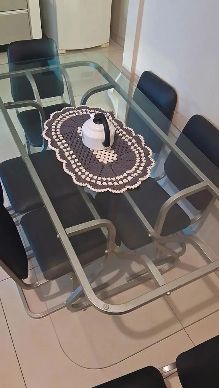 mesa com blindex de 6ml com armação em aço. - Foto 5