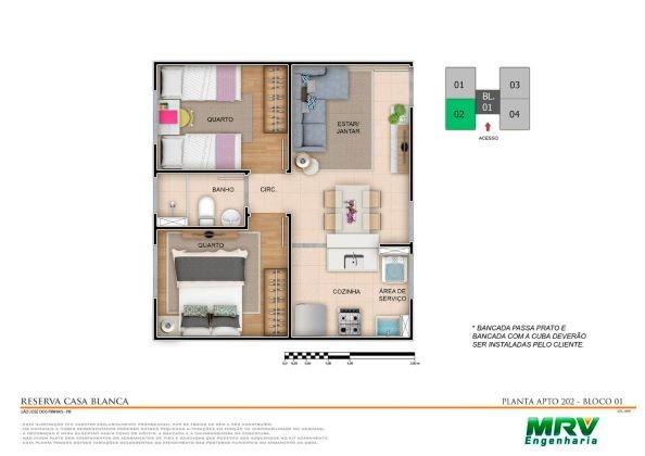 Apartamento 02 Dormitórios no Colonia Rio Grande Entrada em até 60x Documentação Grátis - Foto 4