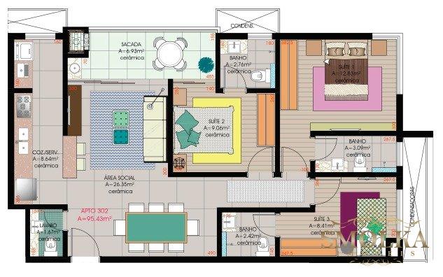 Apartamento à venda com 3 dormitórios em Jurerê, Florianópolis cod:9490 - Foto 3