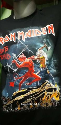 Camisa Preta 100% algodão, Iron Maiden - Foto 6