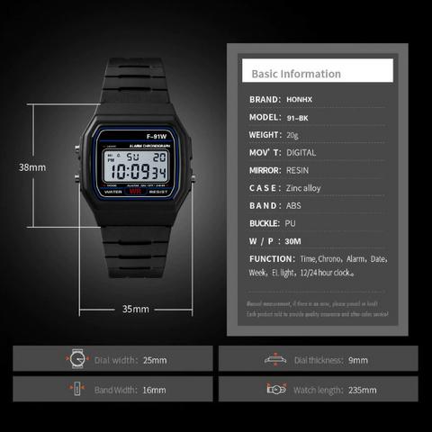 Digital Esporte LED Relógio digital F-91W - Foto 5