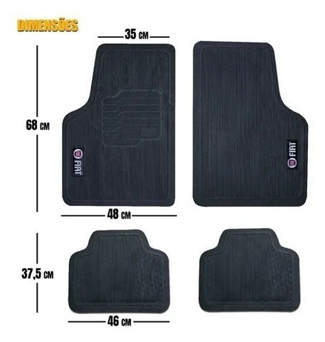 Jogo de Tapete Pvc Universal Borracha Fiat C/ Logo 04 Peças - Foto 2