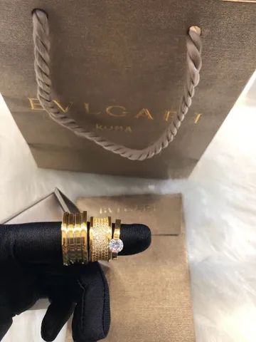 Aliança bvlgari o par cravejada de alto luxo com molas  - Foto 5