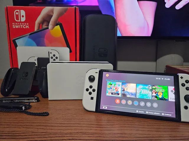 Nintendo Switch Oled - Novo - Desbloqueado - Cartão De 512gb + Jogos