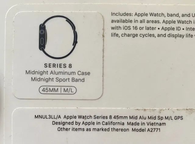 RELOGIO APPLE WATCH SERIES 8 GPS 45MM MNUL3LL/A MIDNIGHT