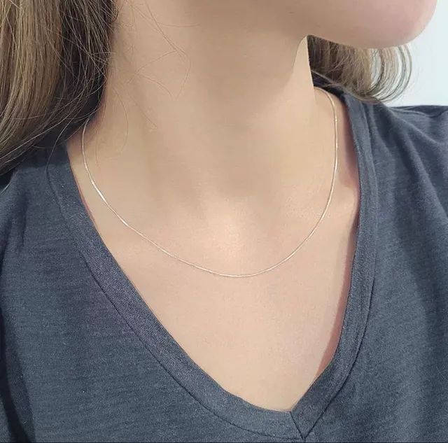 Colar feminino fino de prata 925 legítima 