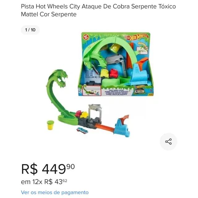 Pista Hot Wheels City Ataque Tóxico Da Cobra Serpente Slime