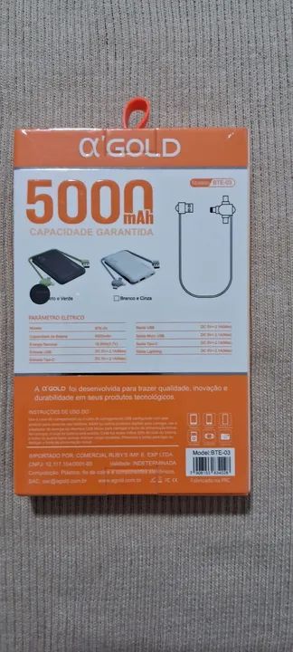 CARREGADOR PORTÁTIL Power Bank 5000 mAh - A Gold - Foto 2
