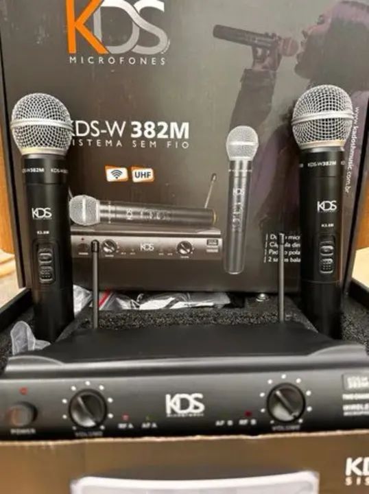 Microfone Kadosh sem fio duplo KDS-W 382M - Instrumentos musicais