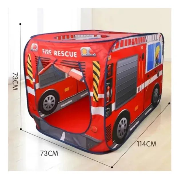 Barraca Casinha Toca Infantil Bombeiro 114x73x73cm Tk-ab3113