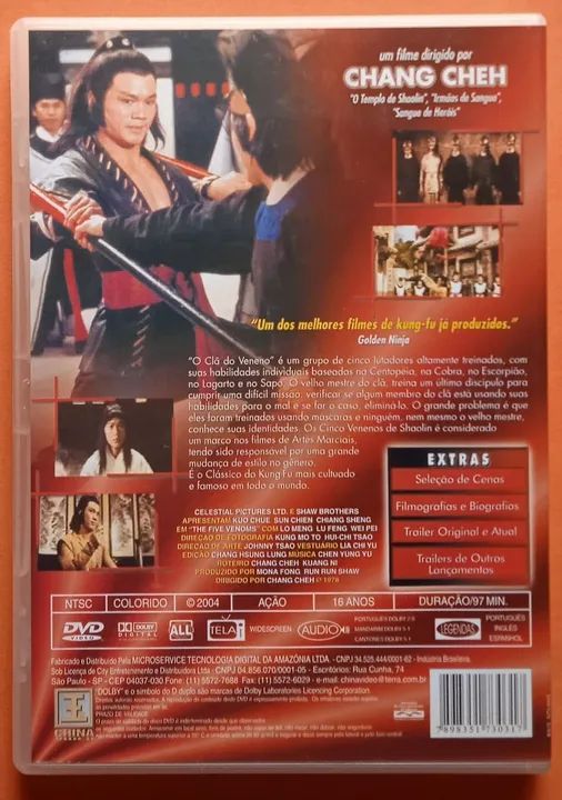 Dvd Os 5 Venenos de Shaolin (China Vídeo) - CDs, DVDs etc